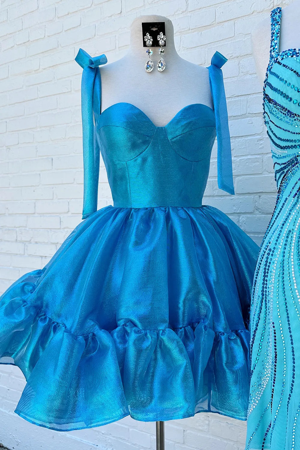 Charming A-Line Organza Mini Dress With Ribbon Straps Barbie Inspired Homecoming Dress AS387