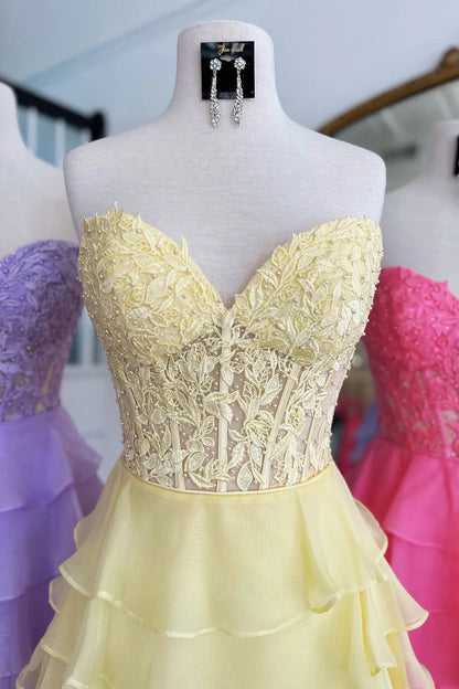 Cute Lilac A-Line Silhouette With Sweetheart Neck And Tiered Lace Top Homecoming Dress AS393