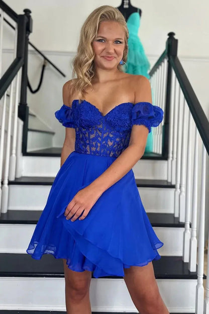 Cute Sweetheart A-Line Short Dress Lace Up Back With Detachable Sleeves Homecoming Dress AS411