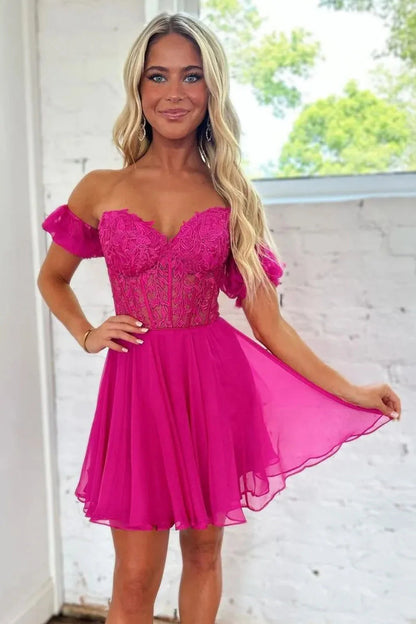 Cute Sweetheart A-Line Short Dress Lace Up Back With Detachable Sleeves Homecoming Dress AS411
