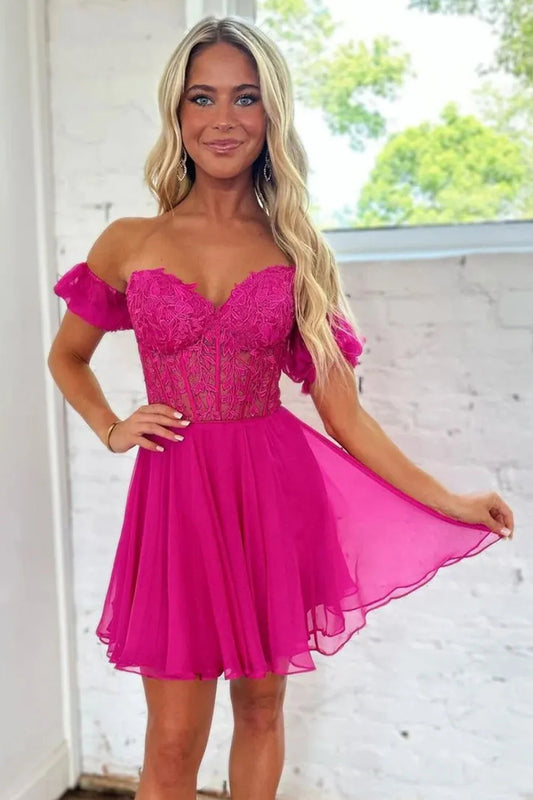 Cute Sweetheart A-Line Short Dress Lace Up Back With Detachable Sleeves Homecoming Dress AS411