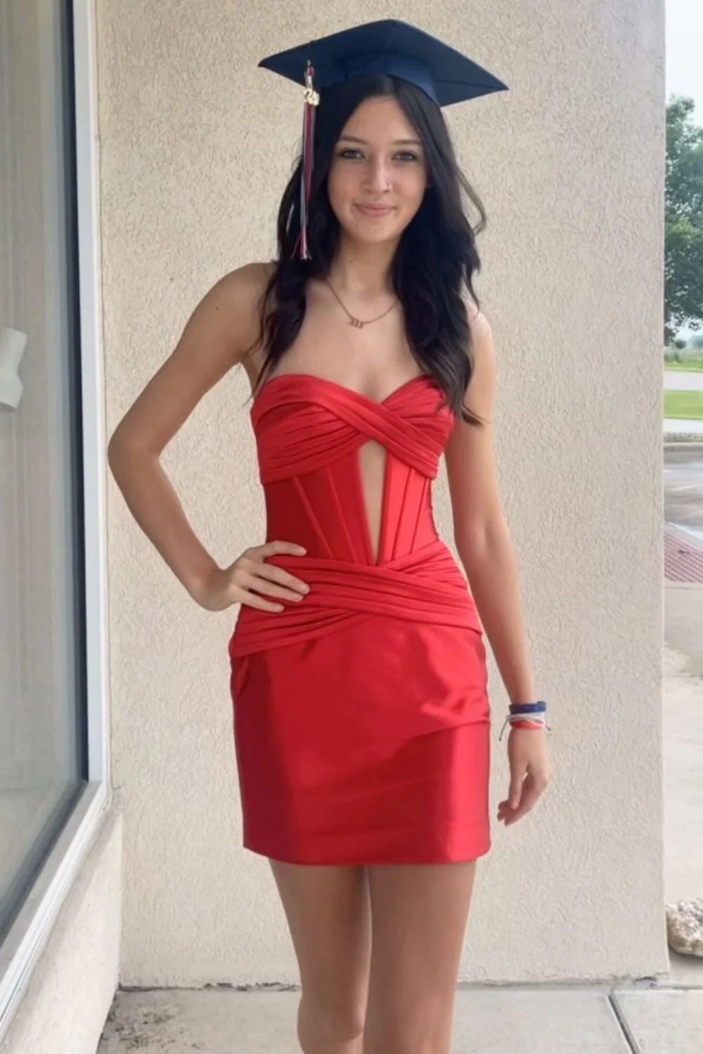 Stylish Turquoise Satin Sweetheart Neckline Short Tight Homecoming Dress With Keyhole Cutout AS426