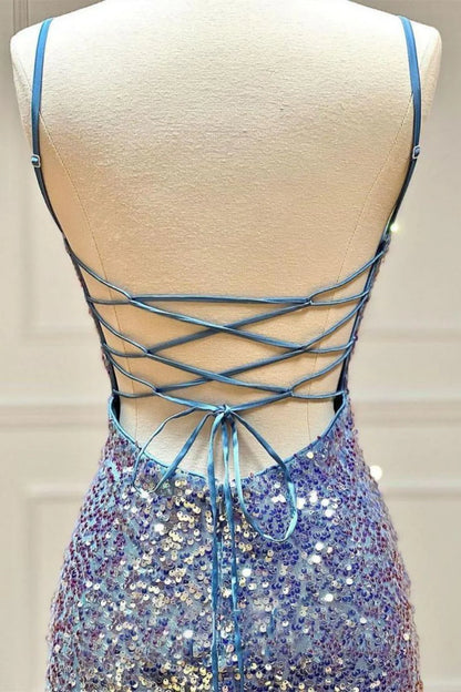 Stunning Sparkly Spaghetti Straps Sequin Homecoming Dress AS435