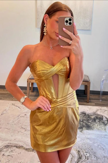 Royal Blue Sweetheart Bodycon Metallic Homecoming Dress With Keyhole Cutout AS477