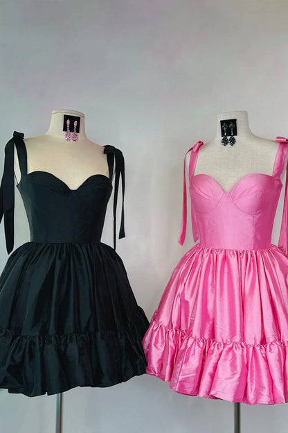 Sweet Satin Homecoming Dress With A-Line Silhouette And Ruffle Details AS494