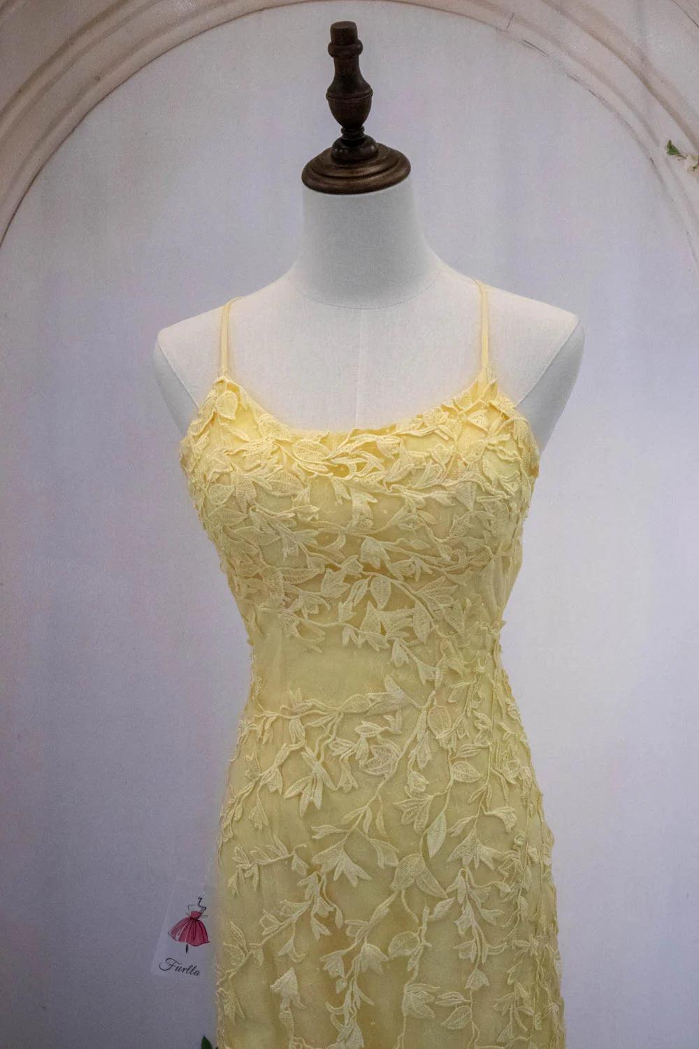 Cute Yellow Spaghetti Straps Short Tight Lace Homecoming Dress AS498