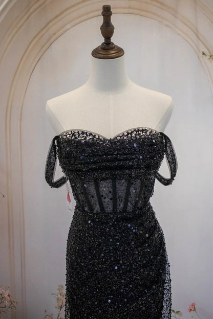 Sparkly Black Straps Short Tight Homecoming Dress With Sequin AS499