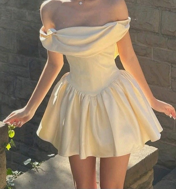 Elegant Off‑The‑Shoulder Corset A Line Mini Homecoming Dress With Draped Neckline AS519