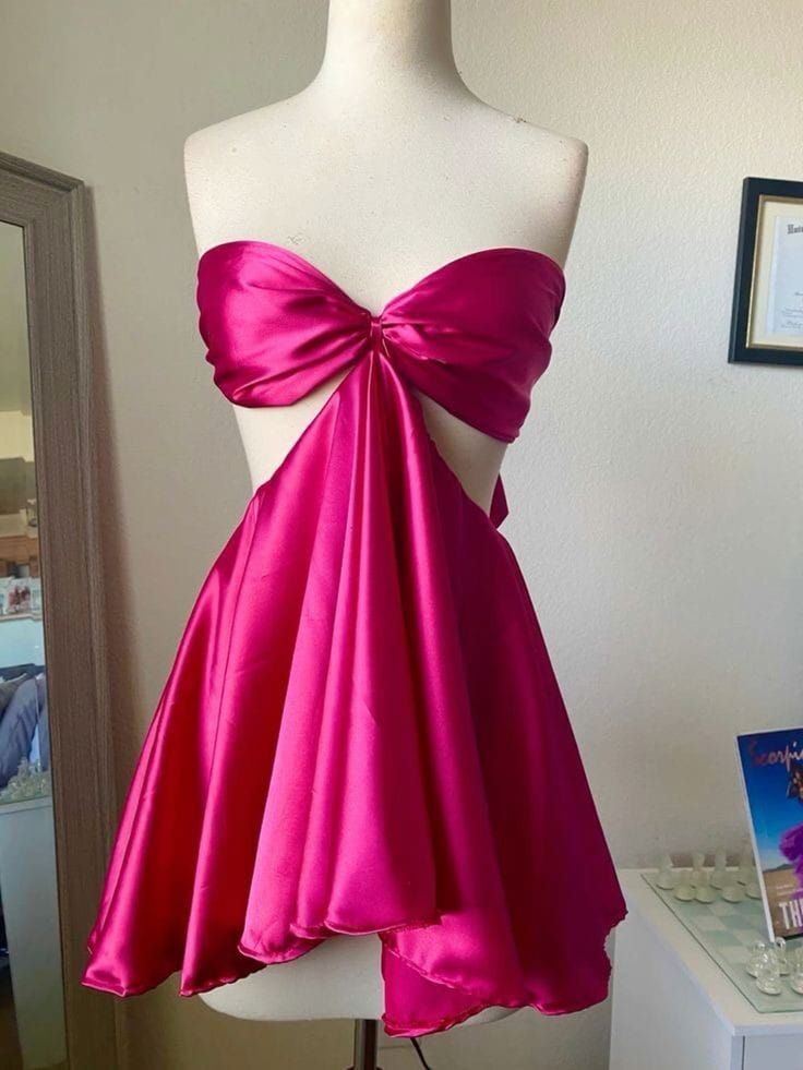 Stunning Fuchsia Sweetheart A Line Short Homecoming Dress With Waist Cutouts AS538