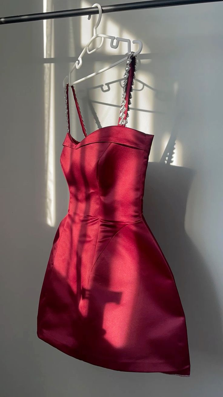Glamorous Burgundy Beaded Straps A-Line Short Homecoming Dress AS554