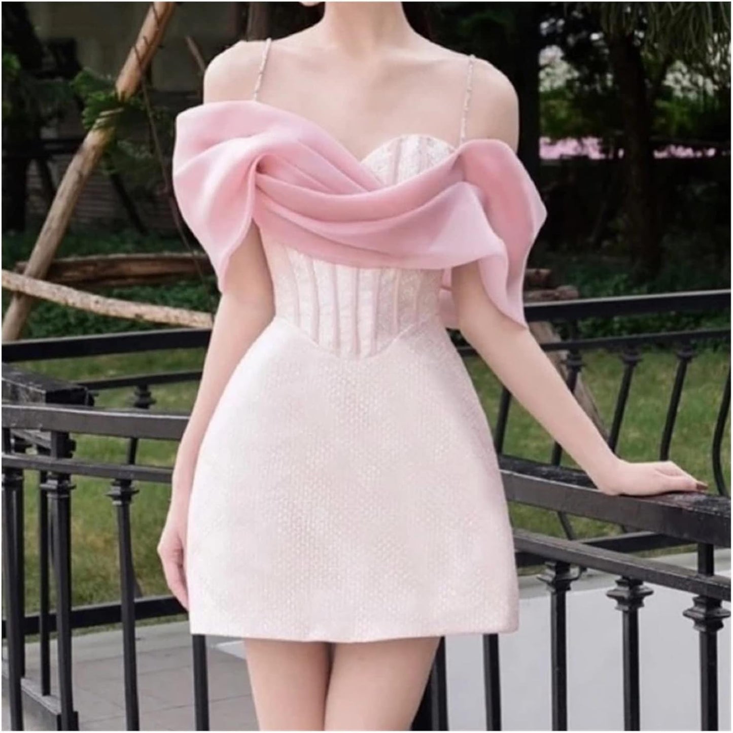 Opulent Blush Pink Beaded Spaghetti Straps Short A-Line Homecoming Dress With Asymmetric Chiffon Detail AS630