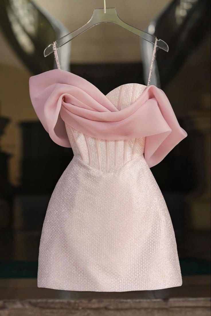 Opulent Blush Pink Beaded Spaghetti Straps Short A-Line Homecoming Dress With Asymmetric Chiffon Detail AS630