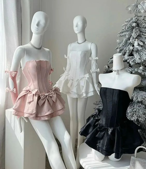 Charming Strapless Satin A-Line Mini Homecoming Dress With Triple Bows AS655