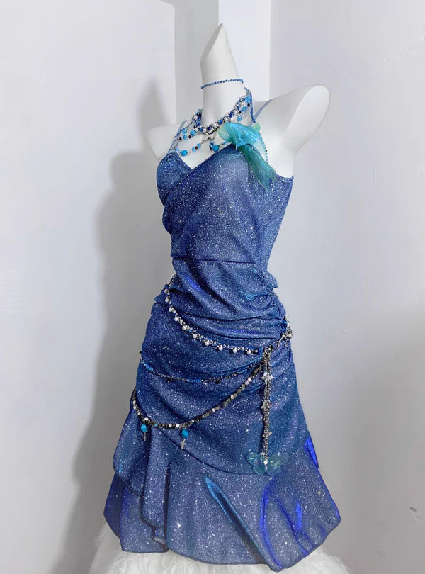 Enchanting Royal Blue Spaghetti Straps Bodycon Short Homecoming Dress With Sparkle Fabric AS659