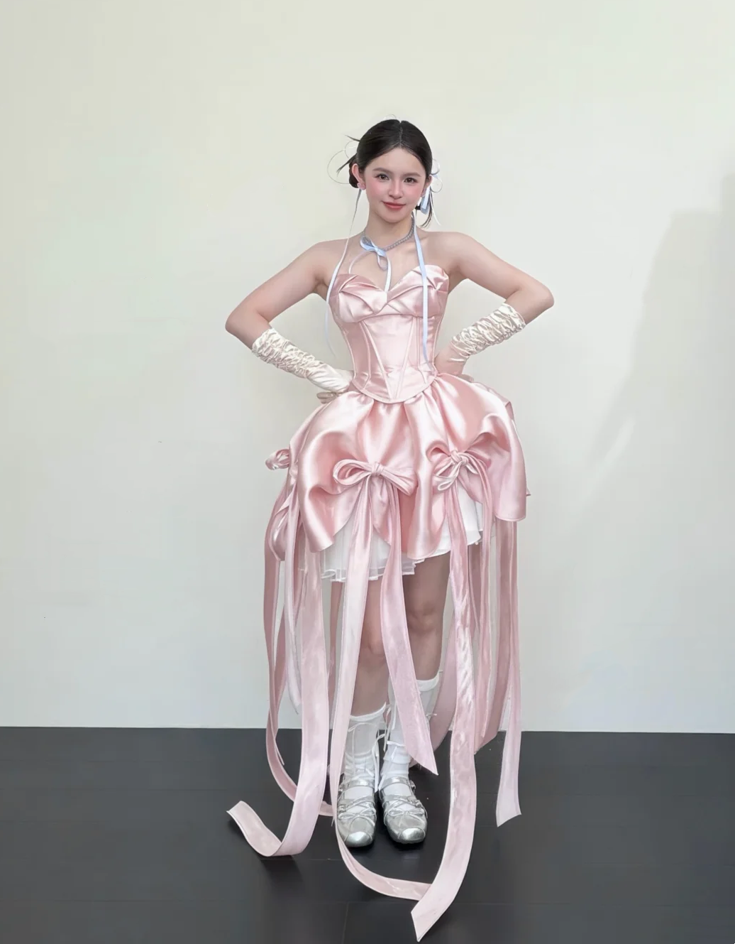 Sweet Pink Sweetheart Neck A Line Short Homecoming Dress With Bow Trailing Ribbons AS663