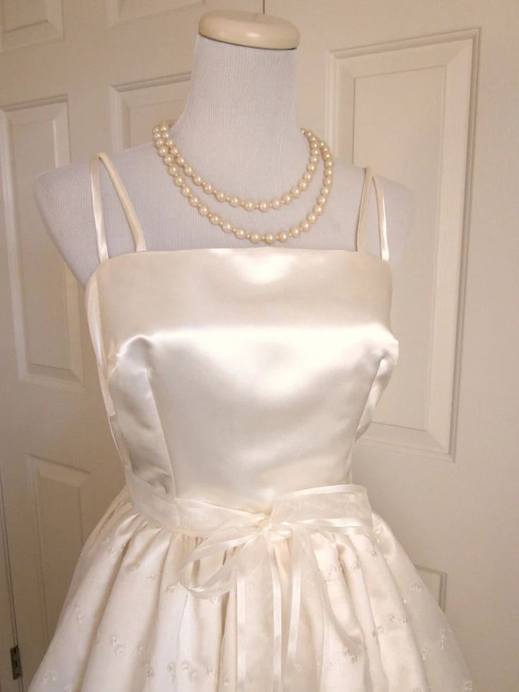 Vintage Ivory Square Neck Spaghetti Straps A Line Midi Homecoming Dress With Lace Trim & Bow Waist AS666