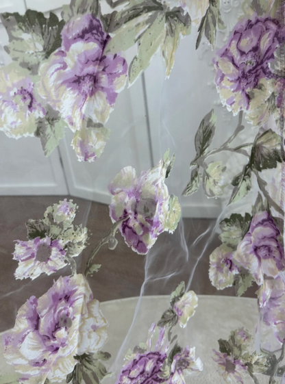 Romantic Lavender Floral Sweetheart A Line Beaded Short Homecoming Dress With High-Low Trailing Skirt AS671