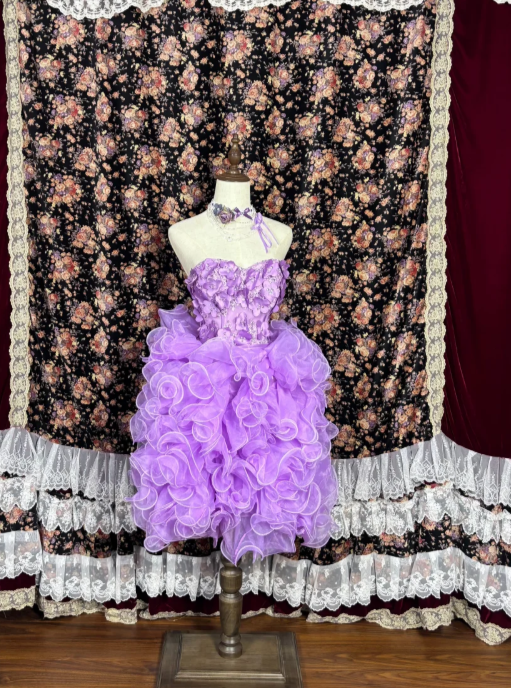 Vibrant Purple Sweetheart A Line Short Homecoming Dress With 3D Floral Bodice & Voluminous Organza Skirt AS679