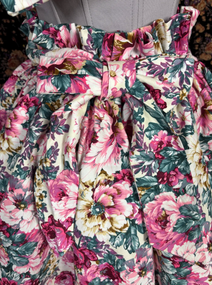 Vintage Floral Print Strapless A Line Short Homecoming Dress With Sweetheart Bow Bodice AS682
