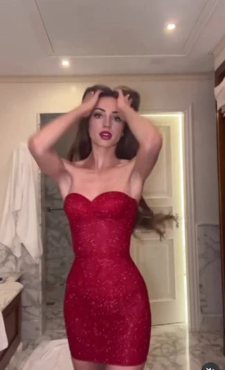 Charming Sweatheart Red Bodycon Sequin Mini Homecoming Dress AS695