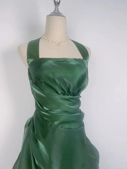 Vintage Dark Green Halter Neck Short Homecoming Dress AS704