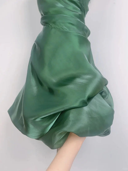 Vintage Dark Green Halter Neck Short Homecoming Dress AS704