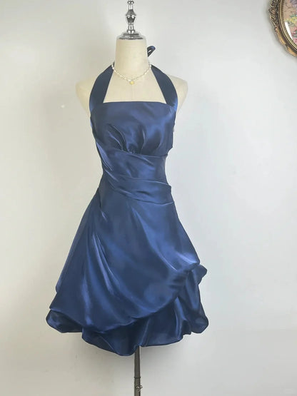 Vintage Dark Green Halter Neck Short Homecoming Dress AS704