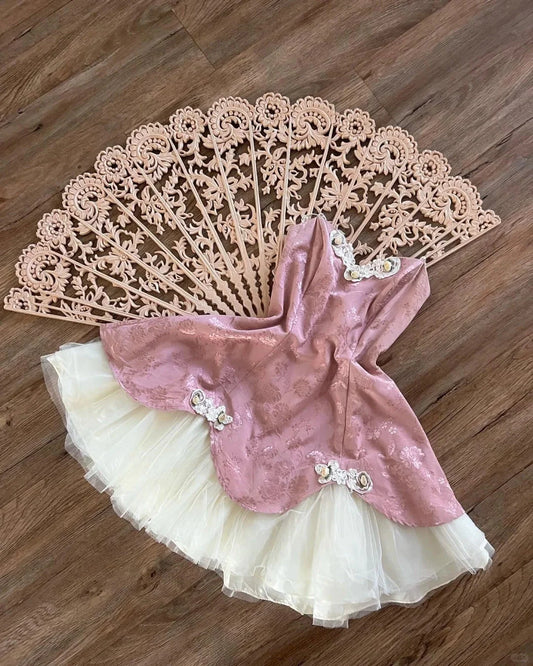Vintage Pink Sweetheart A Line Short Homecoming Dress With Floral Applique & Tulle Underskirt AS711