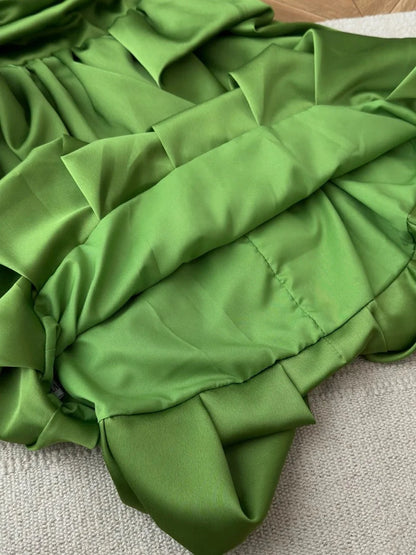 Cute Green Strapless A Line Ruched Waist Bubble Skirt Short Homecoming Dress AS713