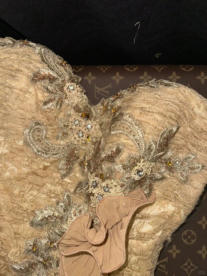 Opulent Champagne Sweatheart Lace Applique Beading Bodycon Mini Homecoming Dress AS720