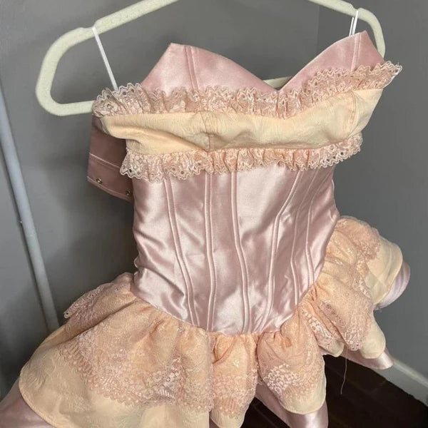 Glamorous Pink Sweetheart Corset A Line Mini Homecoming Dress With Tiered Skirt AS747