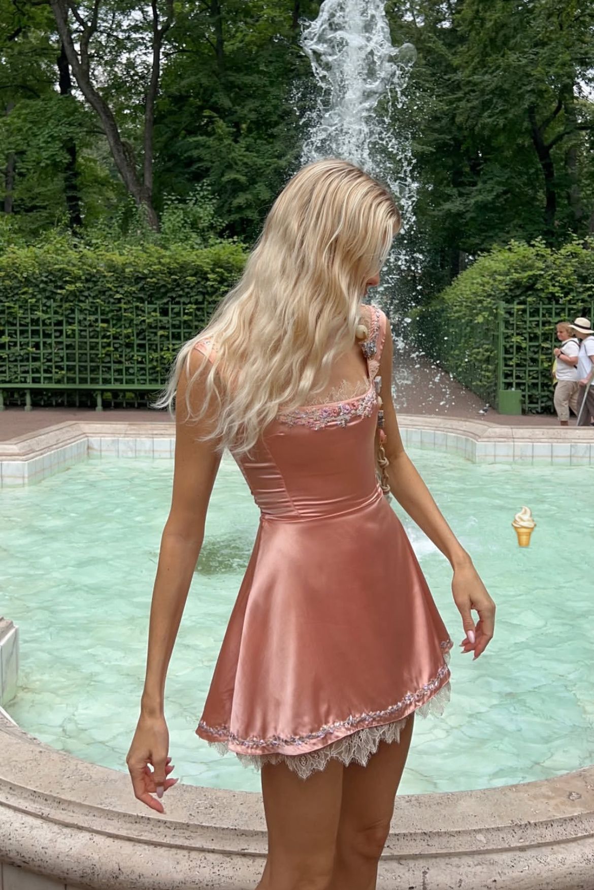 Cute Dusty Peach Satin Square Neck Straps Floral Applique Lace Hem A Line Mini Homecoming Dress AS773