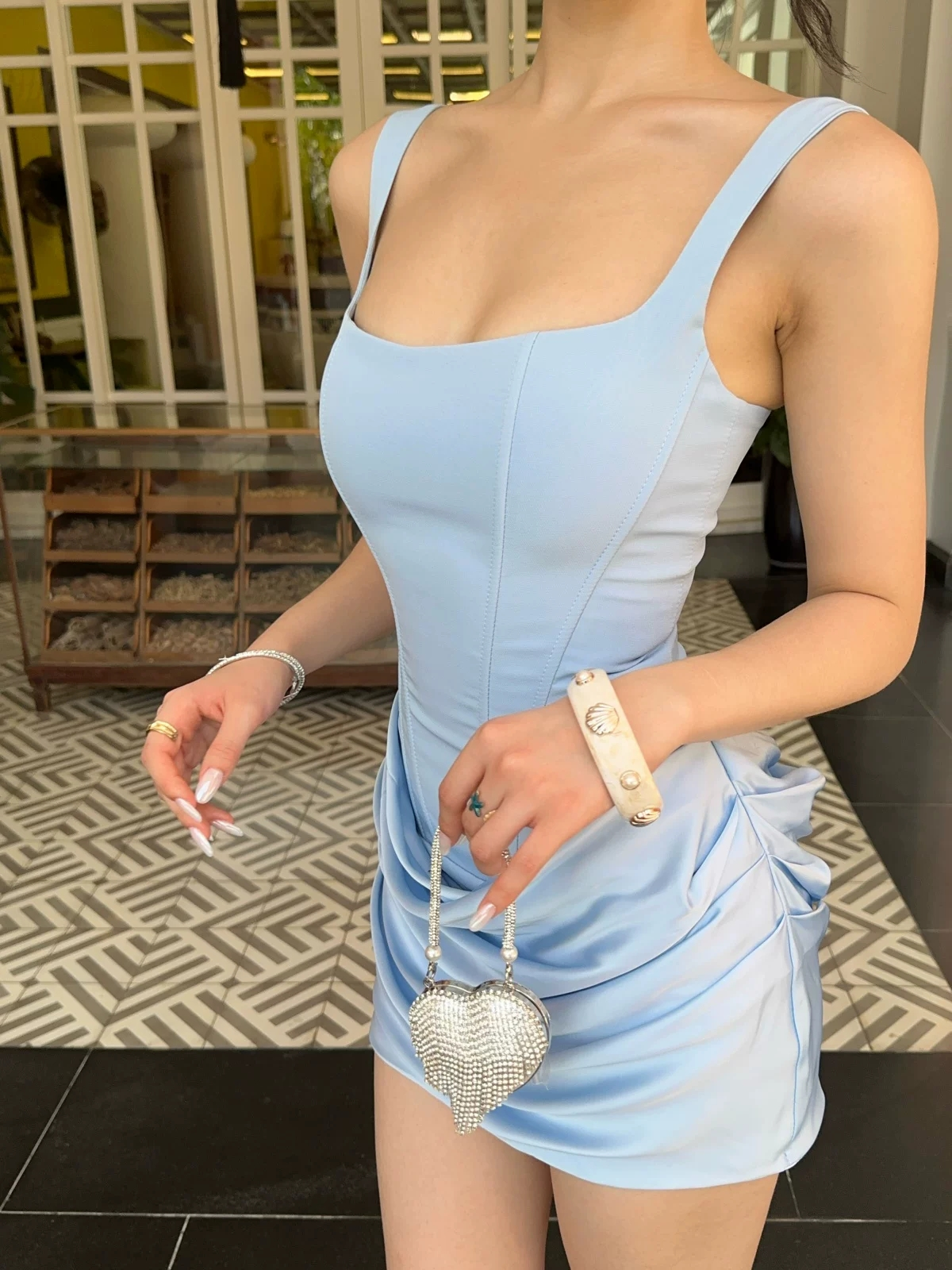 Charming Pink Corset Square Neck Straps Ruched Skirt Lace-Up Back Mini Bodycon Homecoming Dress AS812
