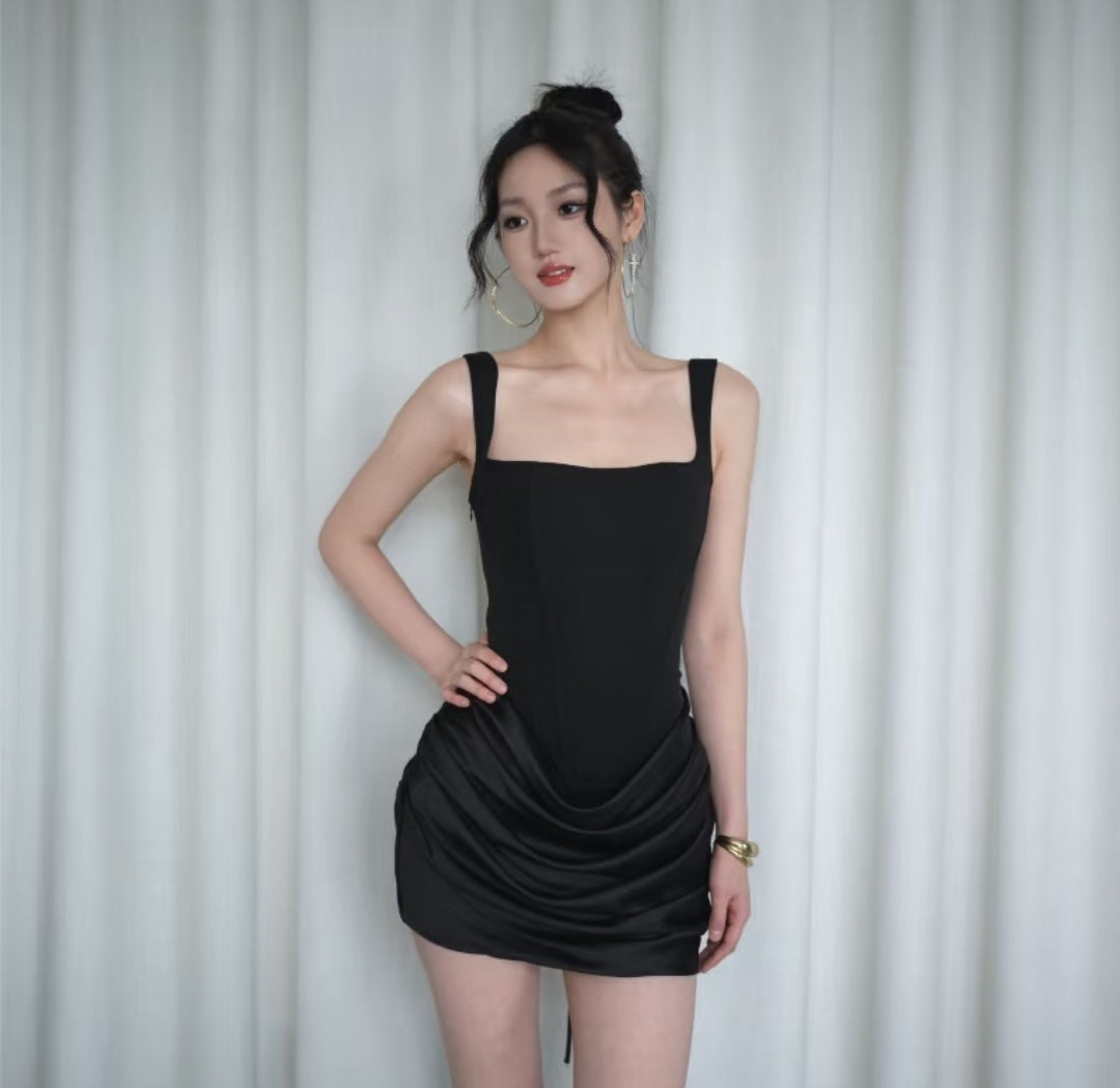 Charming Pink Corset Square Neck Straps Ruched Skirt Lace-Up Back Mini Bodycon Homecoming Dress AS812