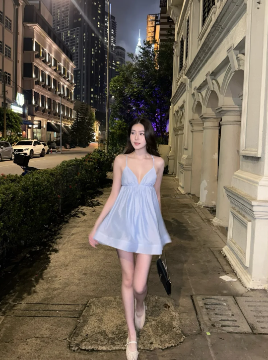 Whimsical Light Blue V-Neck Spaghetti Straps Crinkled Cotton Babydoll Empire Waist A-Line Mini Homecoming Dress AS815