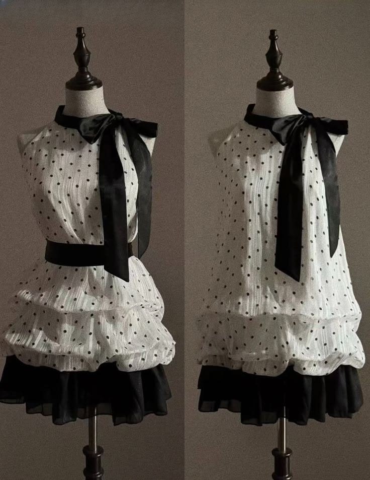 Vintage White Halter Polka Dot Chiffon A Line Short Homecoming Dress With Black Bow And Tiered Ruffle Skirt AS826