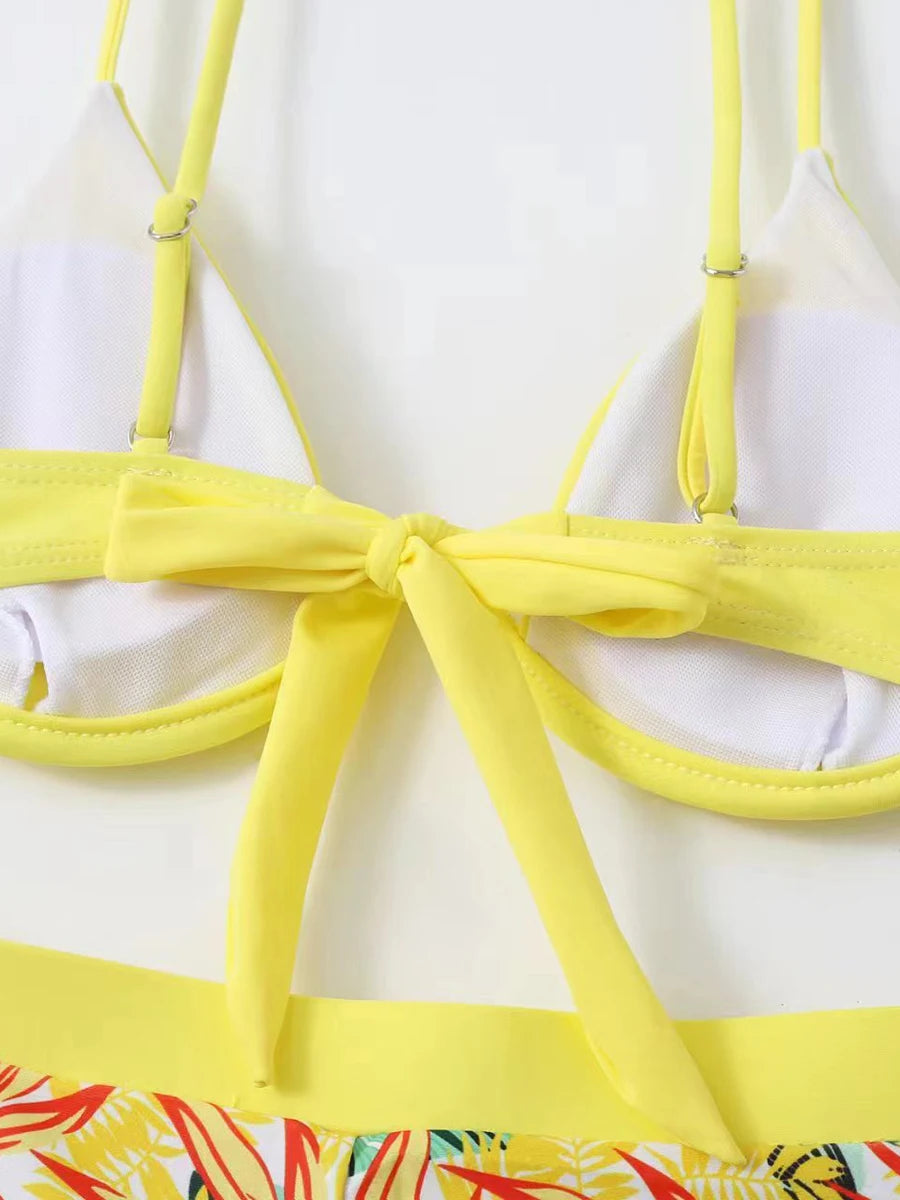 Women Tropical Print High Waist Bikini Swimwear Set AP000128