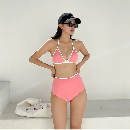Stylish Pink High-waist New Fashion Bikini Set For Women AP000123