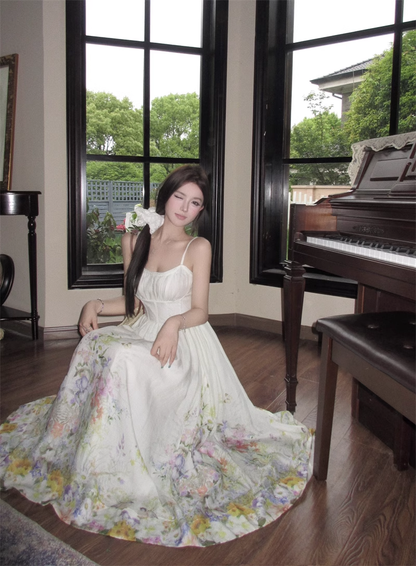 New Floral Design Simple Elegant Casual Spaghetti Strap Dress  AP0265