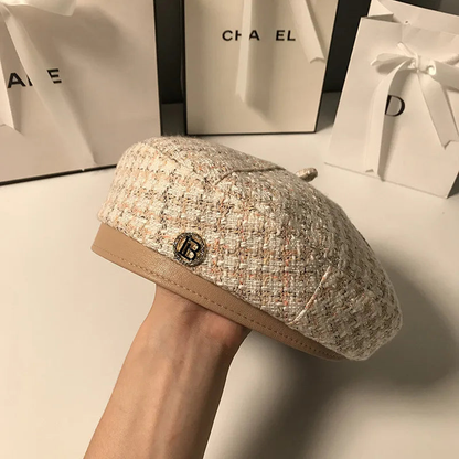 Elegant Tweed Beret Hat With Classic Design AP00226