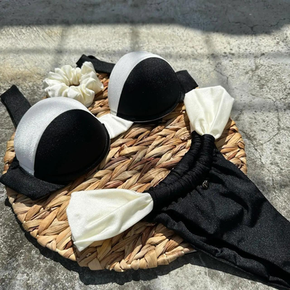 Women Two-tone Bikini Set With Matching Scrunchie AP000143