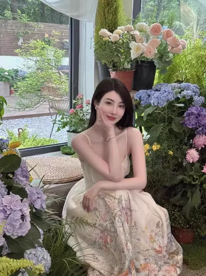 New Floral Design Simple Elegant Casual Spaghetti Strap Dress  AP0265