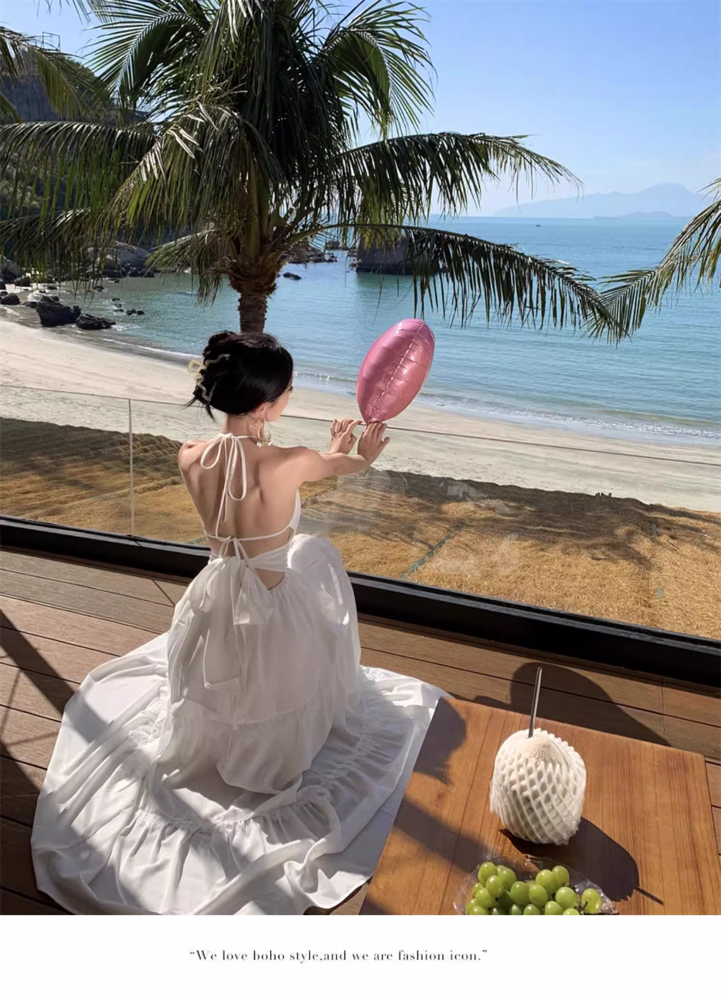 New Stylish White Sleeveless Backless Beach Casual Halter Dress  AP0256