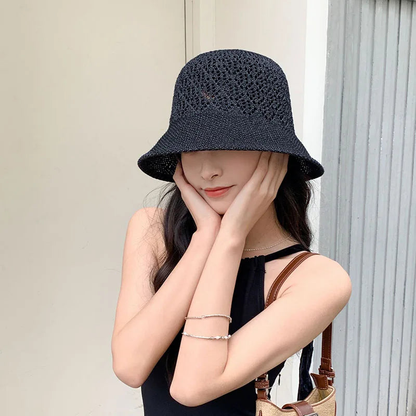 Chic Black Crochet Bucket Hat For Women AP00231