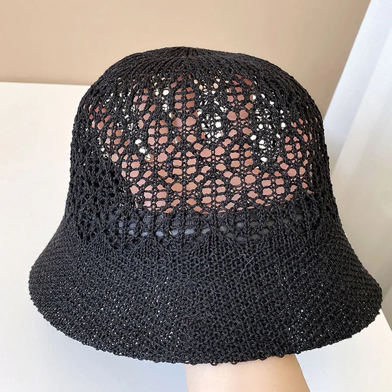 Chic Black Crochet Bucket Hat For Women AP00231