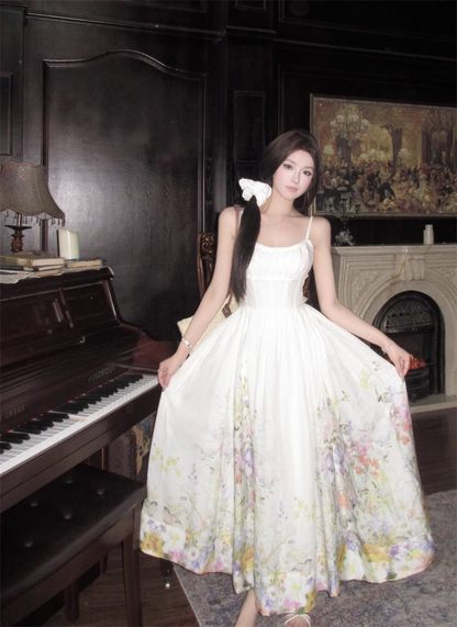 New Floral Design Simple Elegant Casual Spaghetti Strap Dress  AP0265