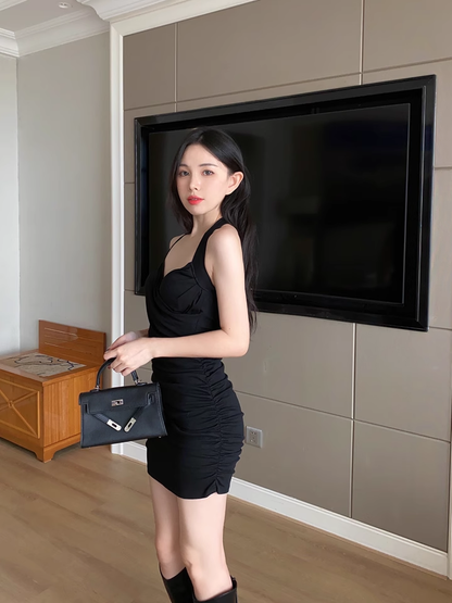 Sexy Fashion Women Black Short Halter Dress AP0239