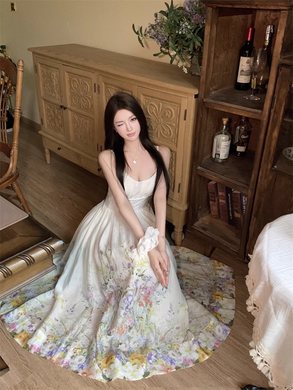 New Floral Design Simple Elegant Casual Spaghetti Strap Dress  AP0265