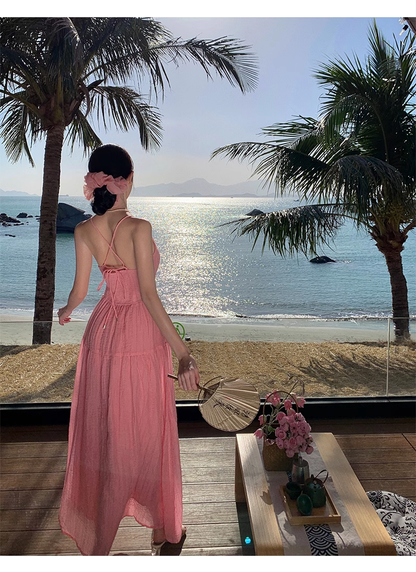 New Elegant Women Sexy Backless Beach Spaghetti Strap Dress  AP0258