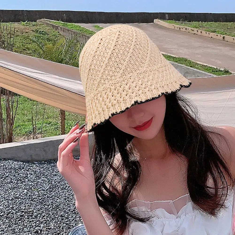 Handmade Black Crochet Bucket Hat For Women AP00234